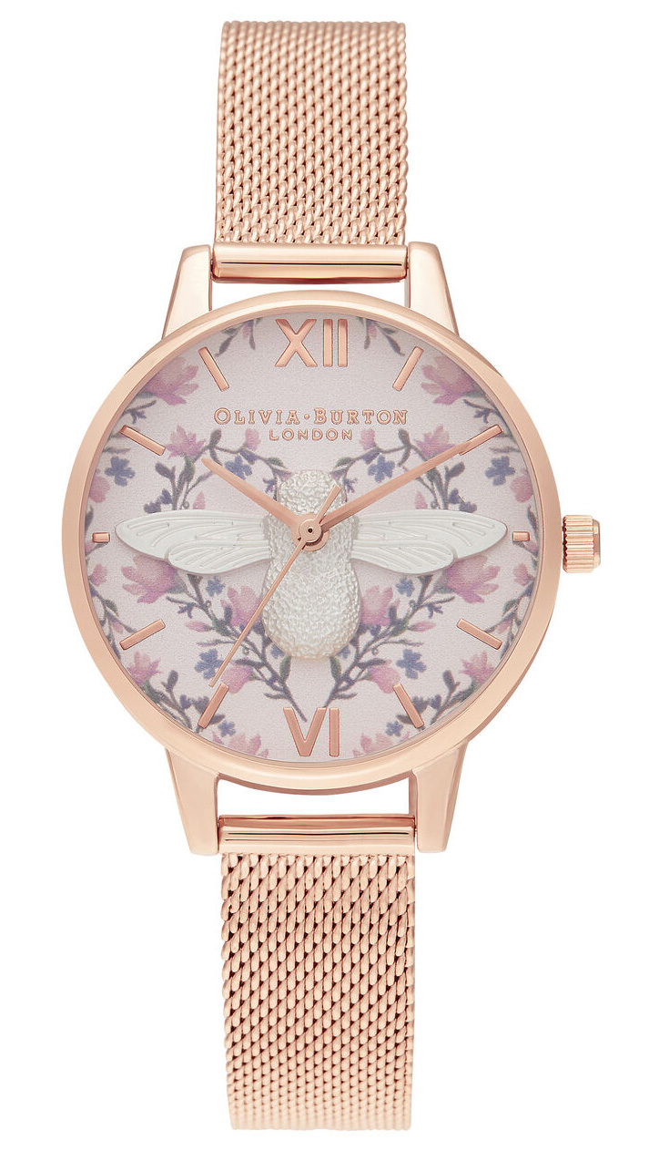OLIVIA BURTON Meant to Bee Blush, Silver &amp; Rose Gold Mesh OB16AM166